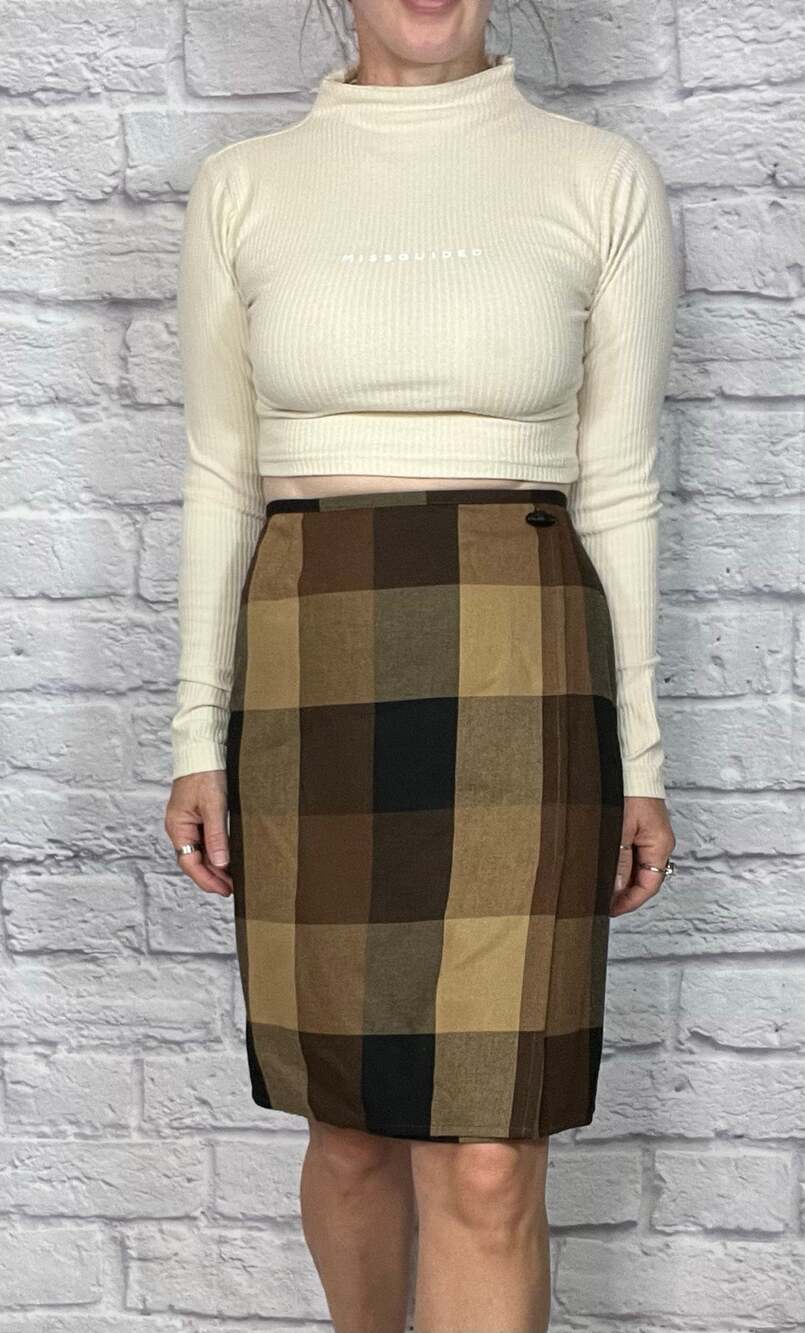 Vintage 90s Liz Claiborne Preppy Plaid Mini Pencil Skirt